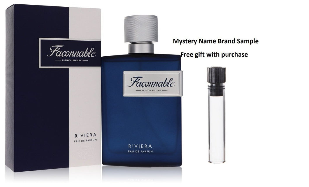 Faconnable Riviera by Faconnable Eau De Parfum Spray 3 oz And a Mystery Name brand sample vile