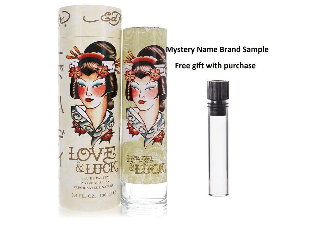 Love & Luck by Christian Audigier Eau De Parfum Spray 3.4 oz And a Mystery Name brand sample vile