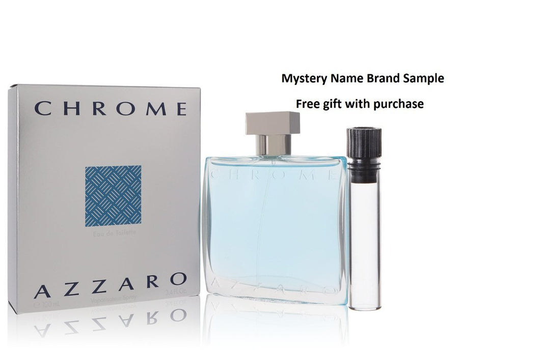 Chrome by Azzaro Eau De Toilette Spray 3.4 oz And a Mystery Name brand sample vile