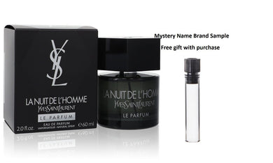La Nuit De L'Homme Le Parfum by Yves Saint Laurent Eau De Parfum Spray 2 oz And a Mystery Name brand sample vile