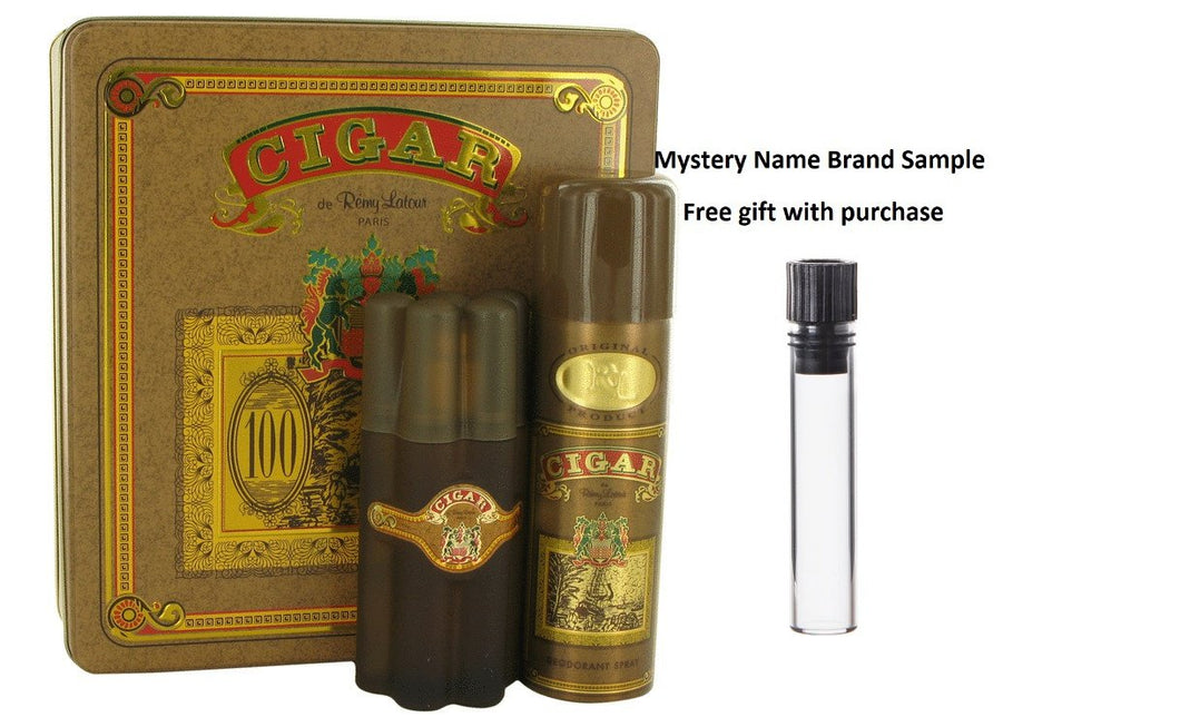 CIGAR by Remy Latour Gift Set -- 3.3 oz Eau De Toilette Spray + 6.6 oz Deodorant And a Mystery Name brand sample vile