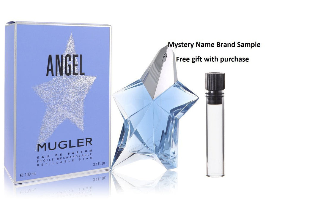 ANGEL by Thierry Mugler Standing Star Eau De Parfum Spray Refillable 3.4 oz And a Mystery Name brand sample vile
