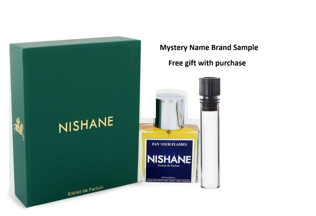 Fan Your Flames by Nishane Extrait De Parfum Spray (Unisex) 1.7 oz And a Mystery Name brand sample vile