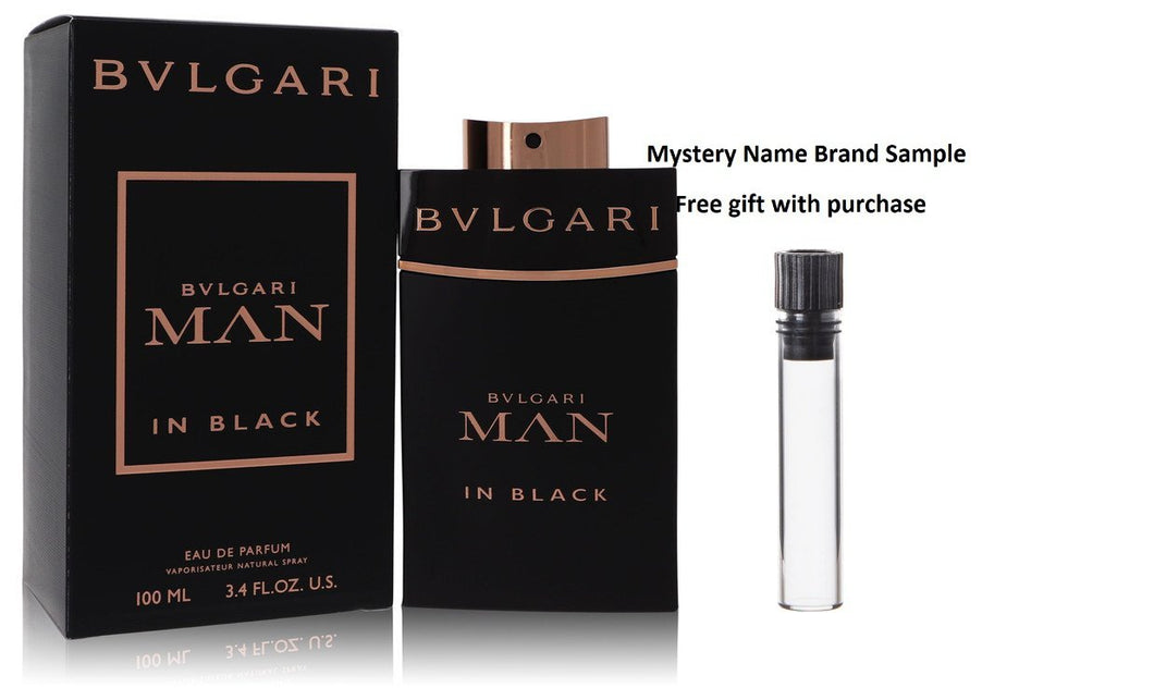 Bvlgari Man In Black by Bvlgari Eau De Parfum Spray 3.4 oz And a Mystery Name brand sample vile