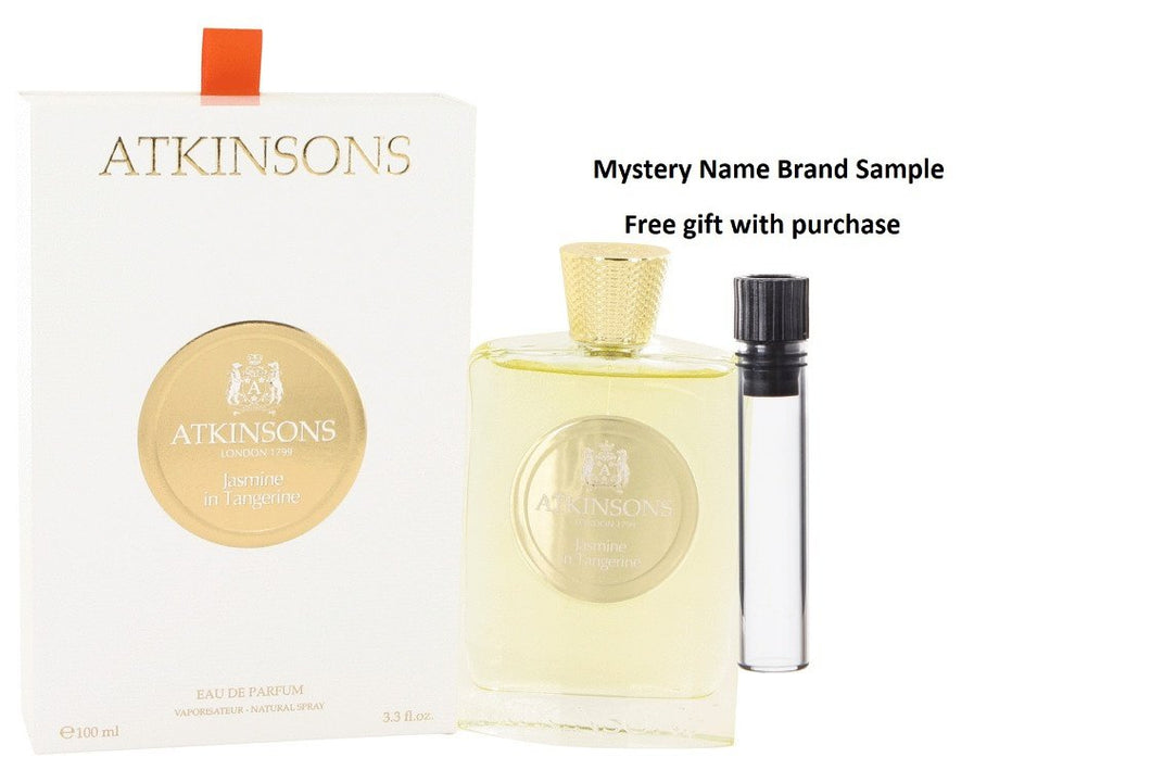 Jasmine in Tangerine by Atkinsons Eau De Parfum Spray 3.3 oz And a Mystery Name brand sample vile