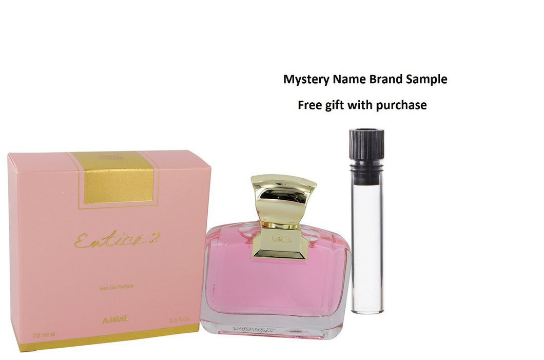 Ajmal Entice 2 by Ajmal Eau De Parfum Spray 2.5 oz And a Mystery Name brand sample vile
