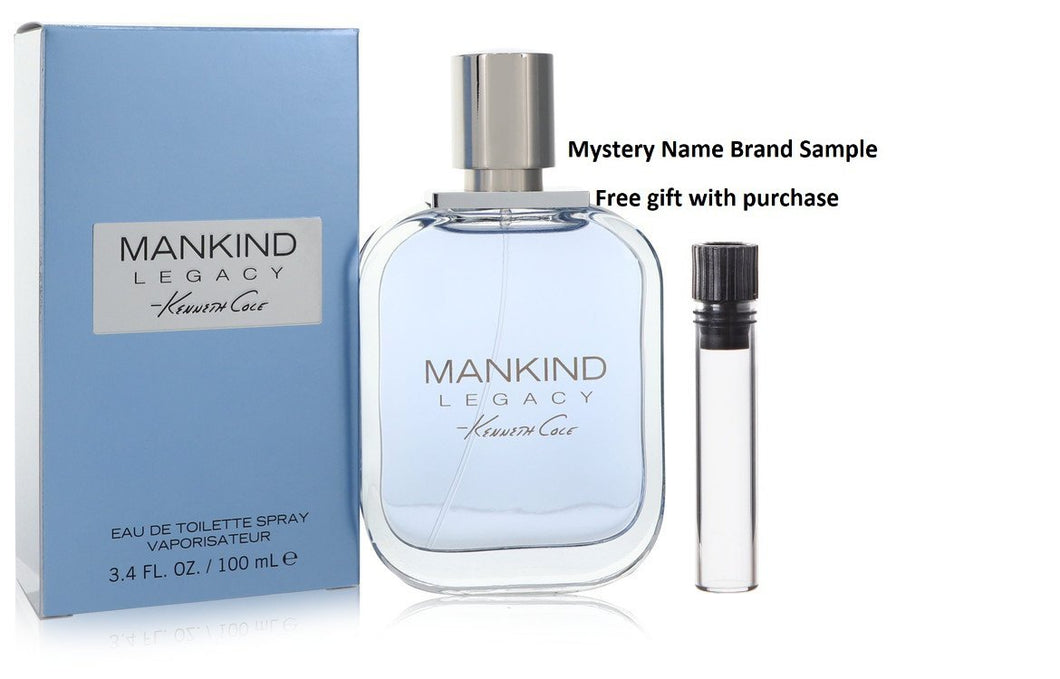 Kenneth Cole Mankind Legacy by Kenneth Cole Eau De Toilette Spray 3.4 oz And a Mystery Name brand sample vile