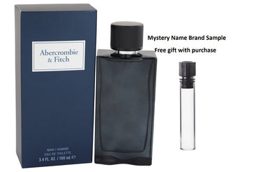 First Instinct Blue by Abercrombie & Fitch Eau De Toilette Spray 3.4 oz And a Mystery Name brand sample vile
