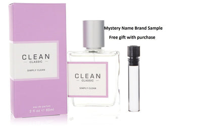 Clean Simply Clean by Clean Eau De Parfum Spray (Unisex) 2 oz And a Mystery Name brand sample vile
