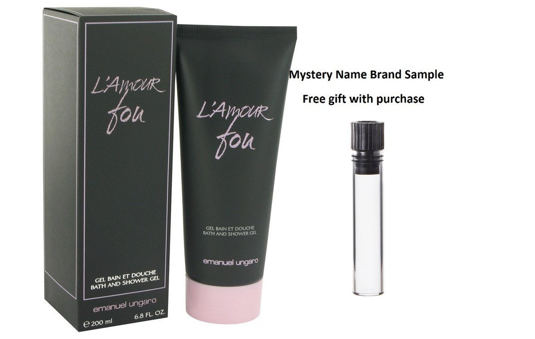 L'Amour Fou by Ungaro Shower Gel 6.8 oz And a Mystery Name brand sample vile