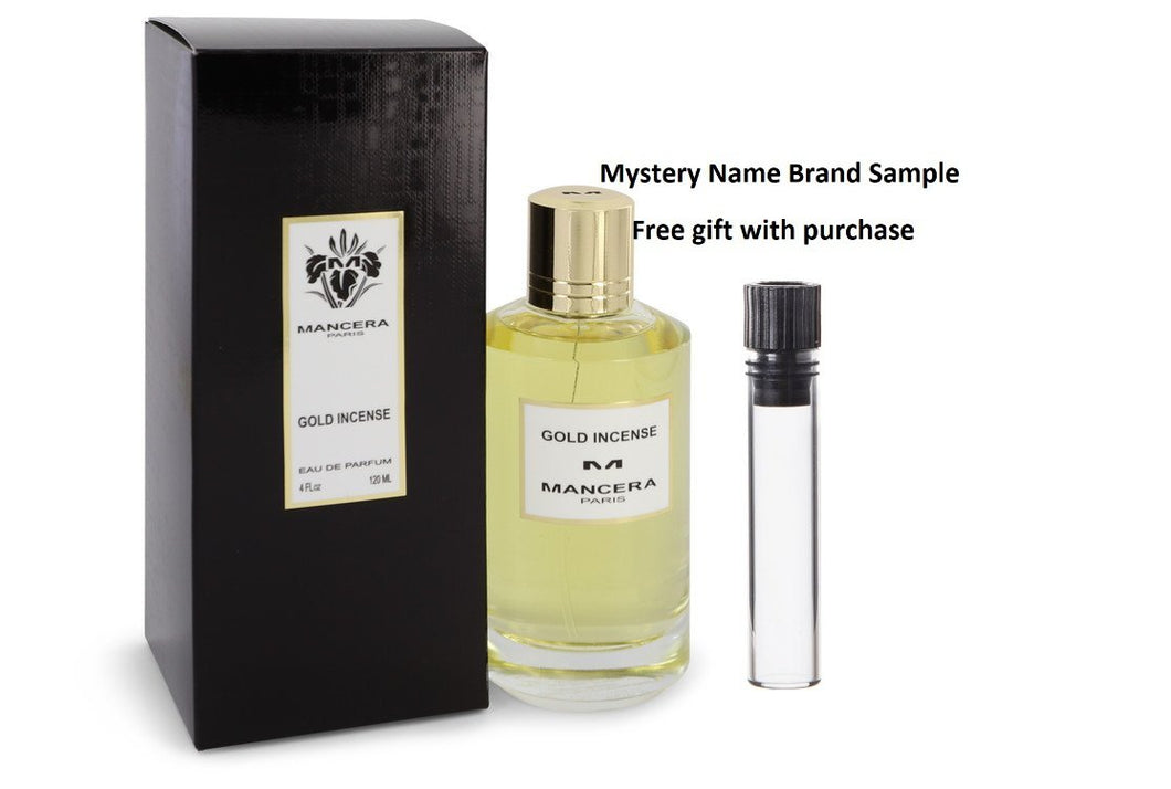 Mancera Gold Incense by Mancera Eau De Parfum Spray 4 oz And a Mystery Name brand sample vile
