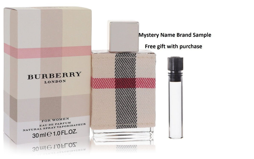 Burberry London (New) by Burberry Eau De Parfum Spray 1 oz And a Mystery Name brand sample vile