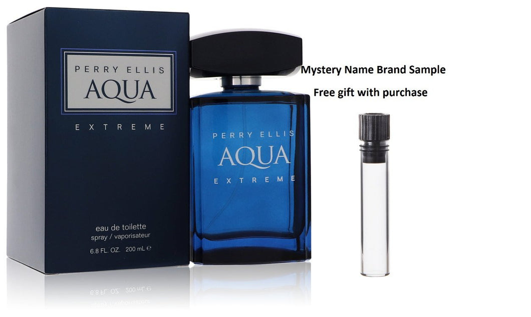 Perry Ellis Aqua Extreme by Perry Ellis Eau De Toilette Spray 6.8 oz And a Mystery Name brand sample vile