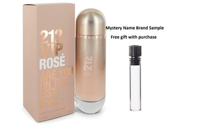 212 VIP Rose by Carolina Herrera Eau De Parfum Spray 4.2 oz And a Mystery Name brand sample vile