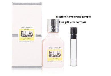 Jannet El Firdaus by Swiss Arabian Concentrated Perfume Oil Free From Alcohol (Unisex White Attar) .30 oz And a Mystery Name brand sample vile