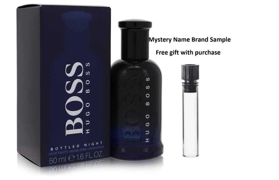 Boss Bottled Night by Hugo Boss Eau De Toilette Spray 1.7 oz And a Mystery Name brand sample vile