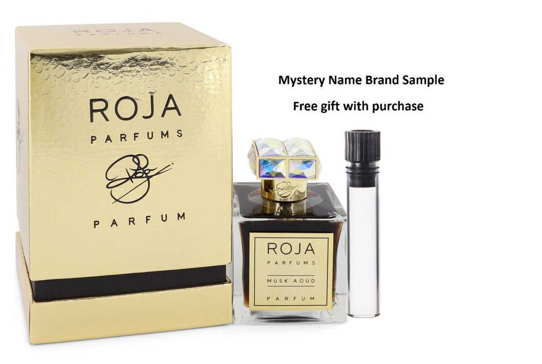 Roja Musk Aoud by Roja Parfums Extrait De Parfum Spray (Unisex) 3.4 oz And a Mystery Name brand sample vile