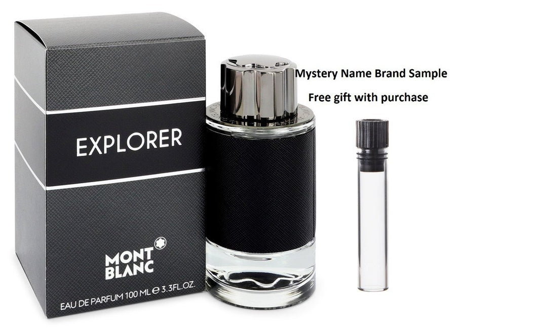 Montblanc Explorer by Mont Blanc Eau De Parfum Spray 3.4 oz  And a Mystery Name brand sample vile