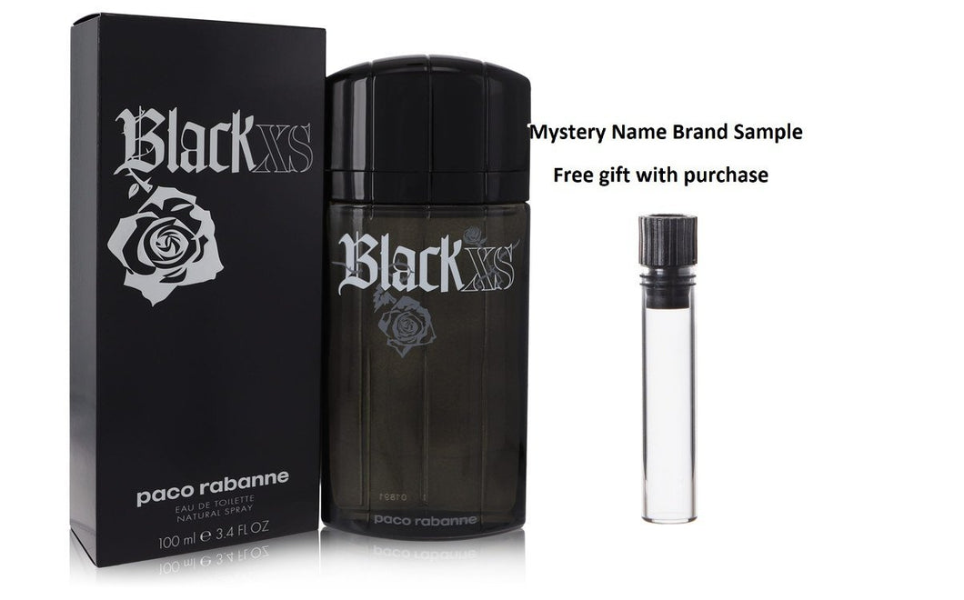 Black XS by Paco Rabanne Eau De Toilette Spray 3.4 oz And a Mystery Name brand sample vile