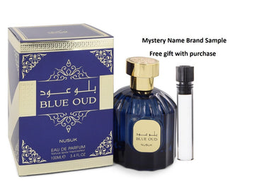 Nusuk Blue Oud by Nusuk Eau De Parfum Spray (Unisex) 3.4 oz And a Mystery Name brand sample vile