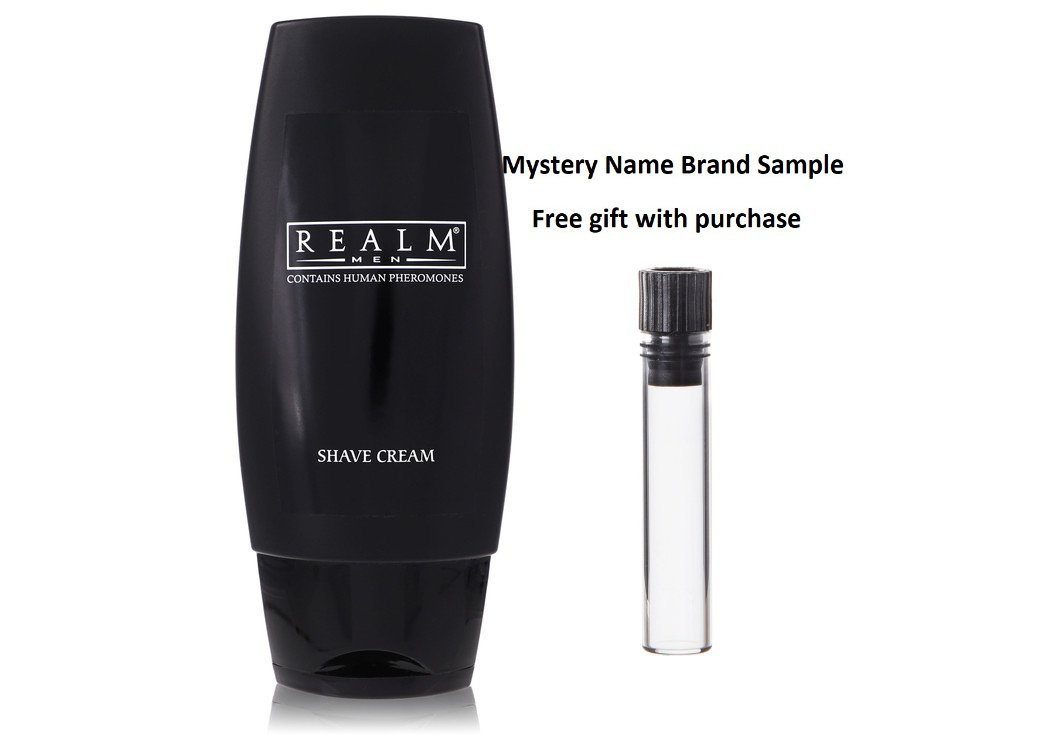 REALM by Erox Shave Cream With Human Pheromones 3.3 oz And a Mystery Name brand sample vile