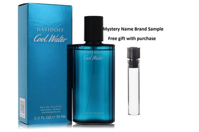 COOL WATER by Davidoff Eau De Toilette Spray 2.5 oz And a Mystery Name brand sample vile