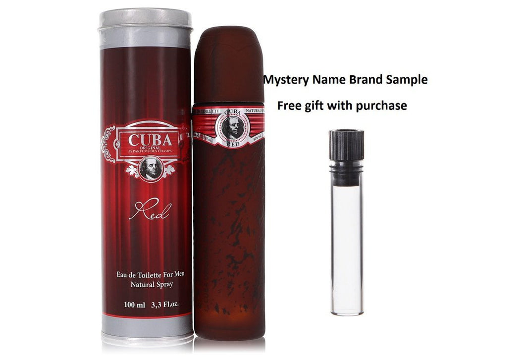 CUBA RED by Fragluxe Eau De Toilette Spray 3.4 oz And a Mystery Name brand sample vile
