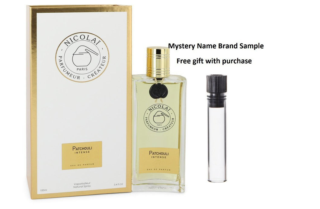 Patchouli Intense by Nicolai Eau De Parfum Spray (Unisex) 3.4 oz And a Mystery Name brand sample vile