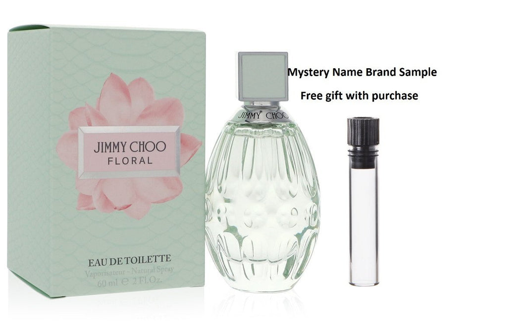 Jimmy Choo Floral by Jimmy Choo Eau De Toilette Spray 2 oz And a Mystery Name brand sample vile