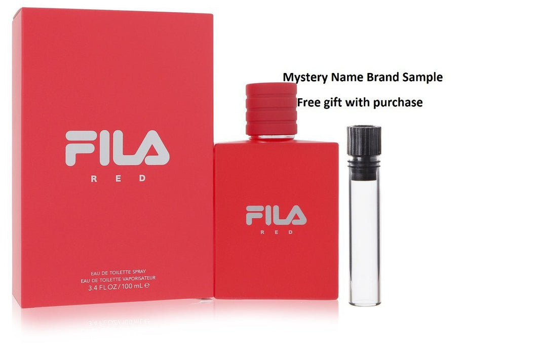 Fila Red by Fila Eau De Toilette Spray 3.4 oz And a Mystery Name brand sample vile