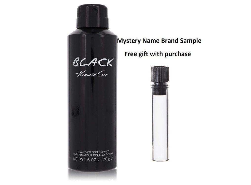 Kenneth Cole Black by Kenneth Cole Body Spray 6 oz And a Mystery Name brand sample vile