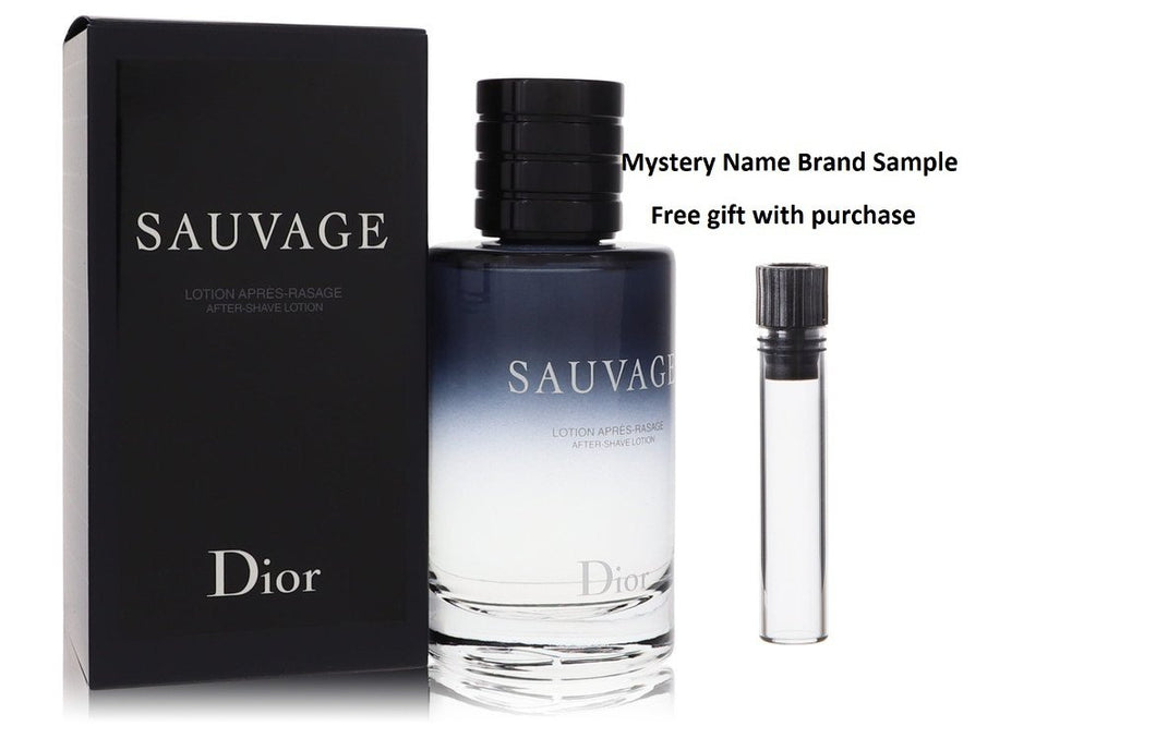 Sauvage by Christian Dior After Shave Lotion 3.4 oz And a Mystery Name brand sample vile
