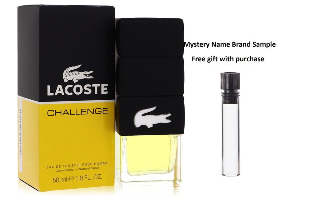 Lacoste Challenge by Lacoste Eau De Toilette Spray 1.6 oz And a Mystery Name brand sample vile