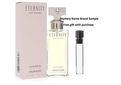 ETERNITY by Calvin Klein Eau De Parfum Spray 1.7 oz And a Mystery Name brand sample vile