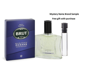 Brut Oceans by Faberge Eau De Toilette Spray 3.4 oz And a Mystery Name brand sample vile