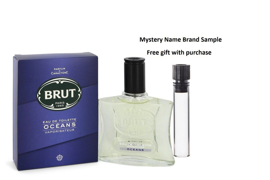 Brut Oceans by Faberge Eau De Toilette Spray 3.4 oz And a Mystery Name brand sample vile