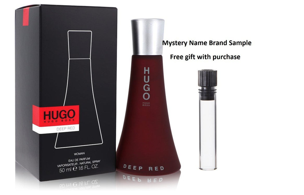 hugo DEEP RED by Hugo Boss Eau De Parfum Spray 1.6 oz And a Mystery Name brand sample vile