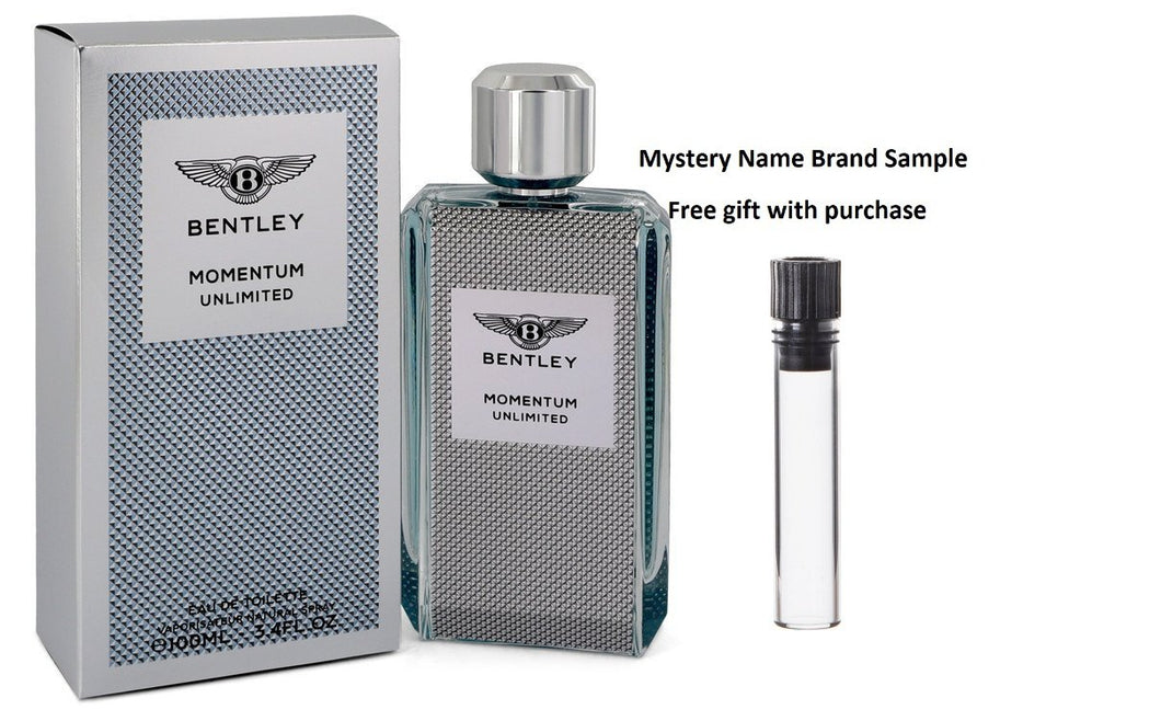 Bentley Momentum Unlimited by Bentley Eau De Toilette Spray 3.4 oz And a Mystery Name brand sample vile