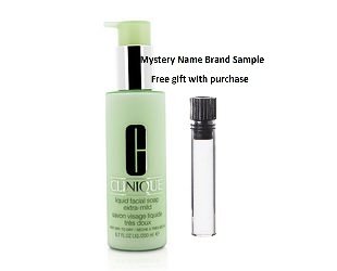 CLINIQUE by Clinique Liquid Facial Soap Extra-Mild ( Very Dry to Dry )--200ml/6.7oz for WOMEN And a Mystery Name brand sample vile