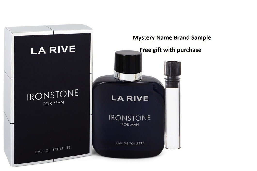 La Rive Ironstone by La Rive Eau De Toilette Spray 3.3 oz And a Mystery Name brand sample vile