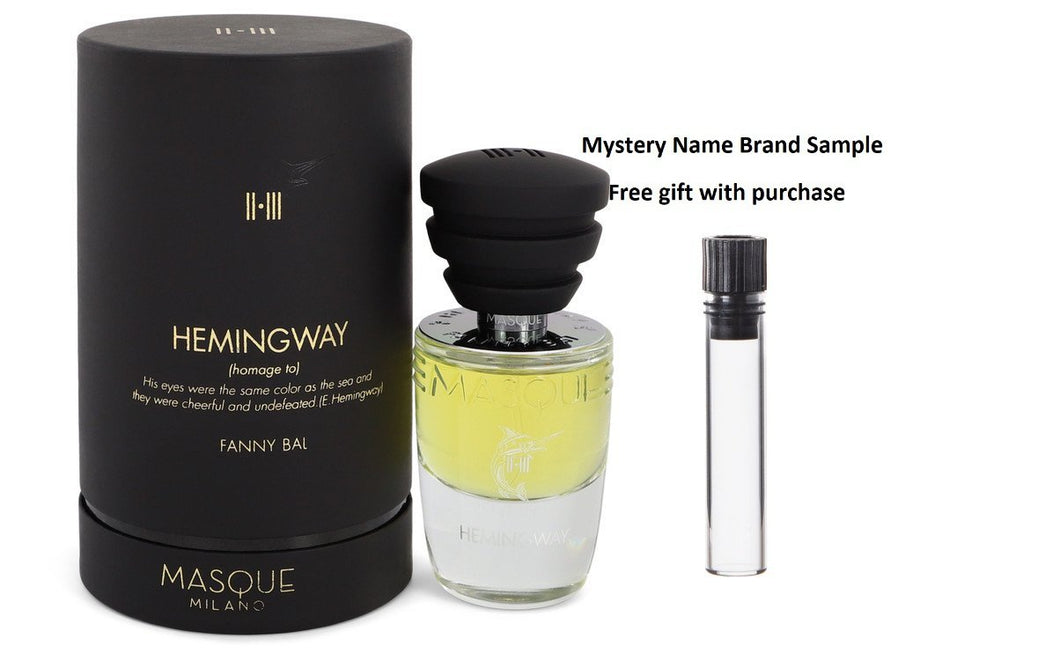 Hemingway by Masque Milano Eau De Parfum Spray (Unisex) 1.18 oz And a Mystery Name brand sample vile