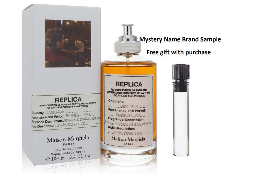 Replica Jazz Club by Maison Margiela Eau De Toilette Spray (Unisex) 3.4 oz And a Mystery Name brand sample vile