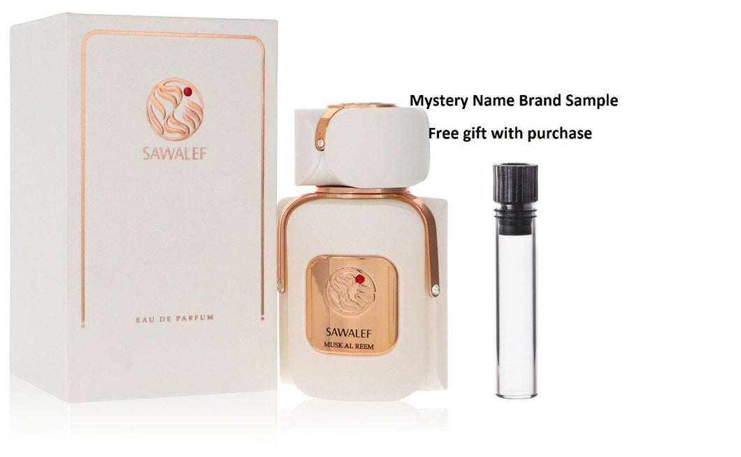 Musk Al Reem by Sawalef Eau De Parfum Spray (Unisex) 2.7 oz And a Mystery Name brand sample vile