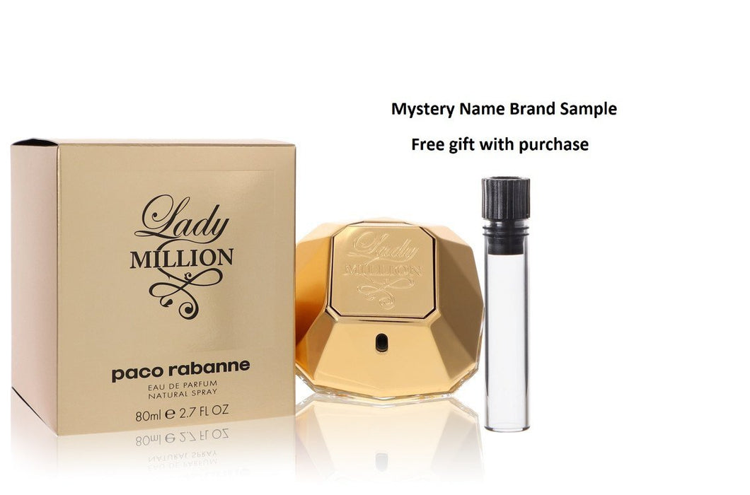 Lady Million by Paco Rabanne Eau De Parfum Spray 2.7 oz And a Mystery Name brand sample vile