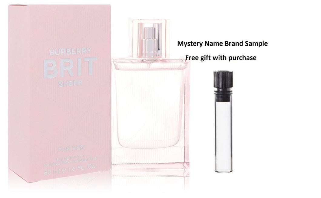 Burberry Brit Sheer by Burberry Eau De Toilette Spray 1.7 oz And a Mystery Name brand sample vile