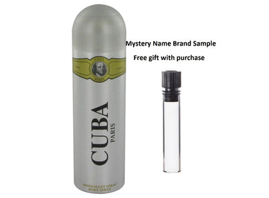 Cuba Gold by Fragluxe Deodorant Spray (unboxed) 6.7 oz And a Mystery Name brand sample vile
