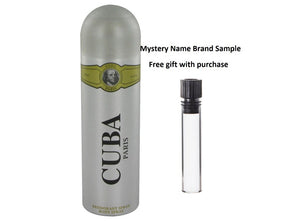 Cuba Gold by Fragluxe Deodorant Spray (unboxed) 6.7 oz And a Mystery Name brand sample vile