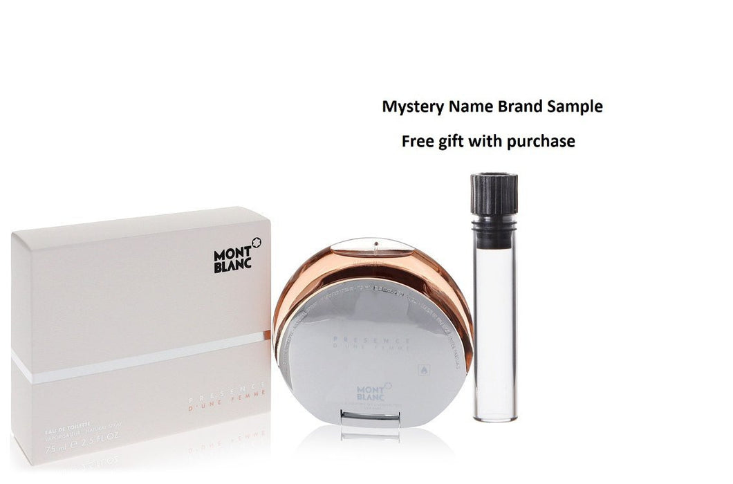 Presence by Mont Blanc Eau De Toilette Spray 2.5 oz And a Mystery Name brand sample vile