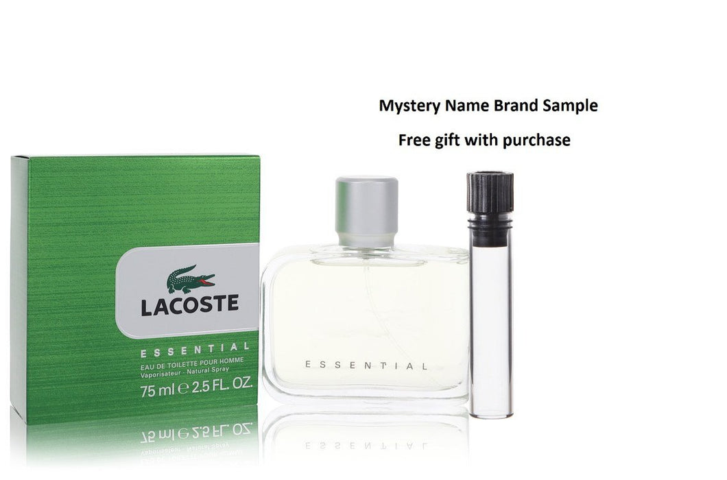 Lacoste Essential by Lacoste Eau De Toilette Spray 2.5 oz And a Mystery Name brand sample vile