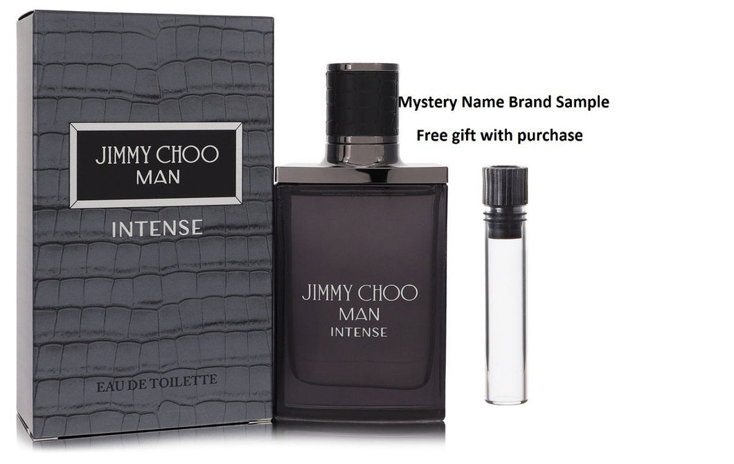 Jimmy Choo Man Intense by Jimmy Choo Eau De Toilette Spray 1.7 oz And a Mystery Name brand sample vile